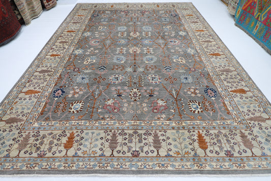 303 x 428 cm | Gray Bidjar Afghan Tribal Hand Knotted Wool Carpet