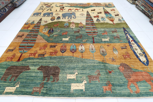 298 x 350 cm | Animal Paradise Afghan Tribal Hand Knotted Carpet