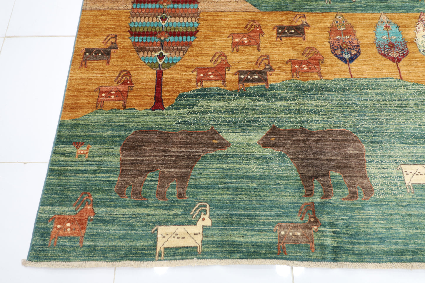 298 x 350 cm | Animal Paradise Afghan Tribal Hand Knotted Carpet