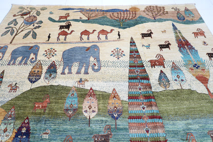 298 x 350 cm | Animal Paradise Afghan Tribal Hand Knotted Carpet