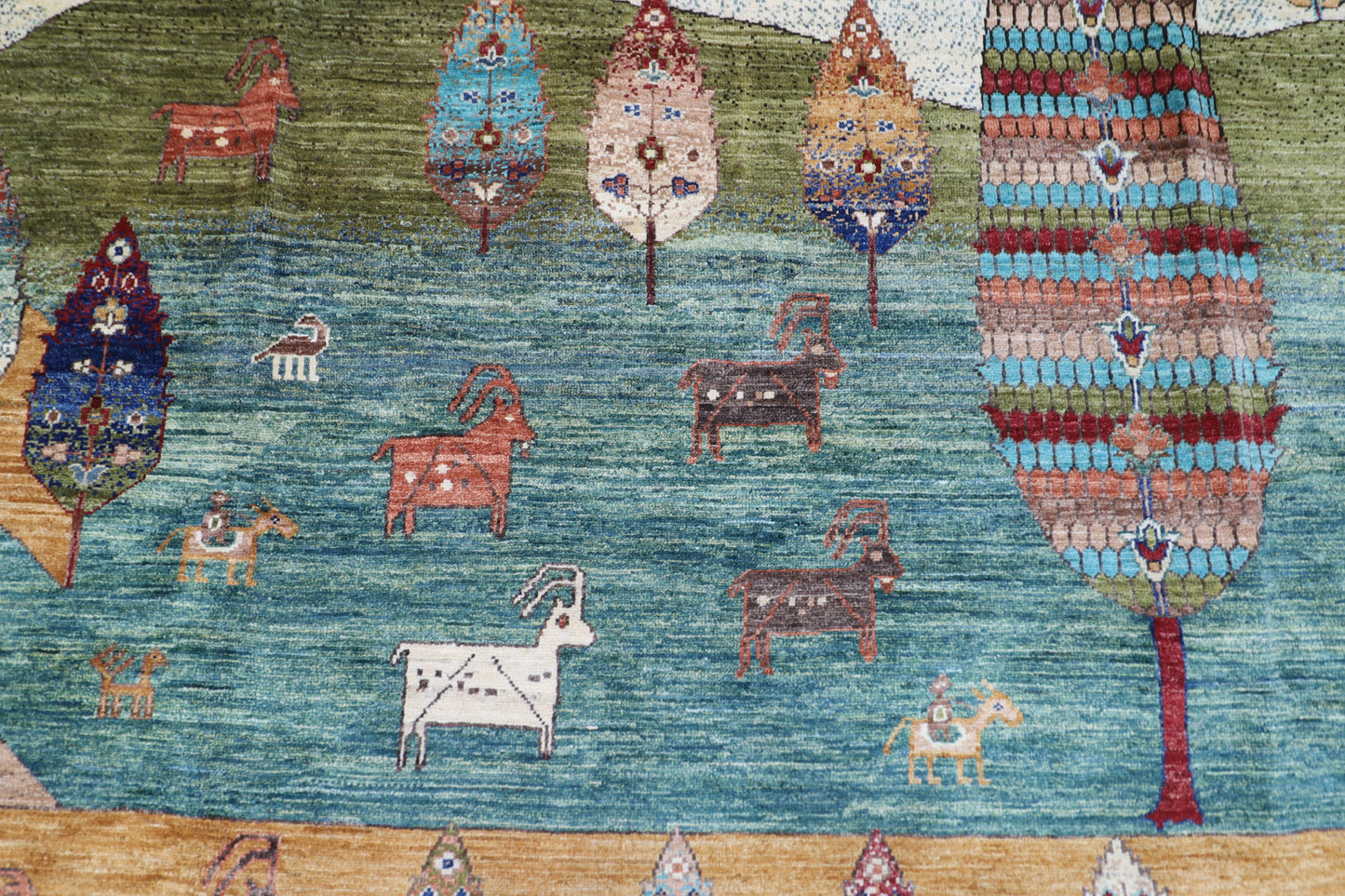 298 x 350 cm | Animal Paradise Afghan Tribal Hand Knotted Carpet