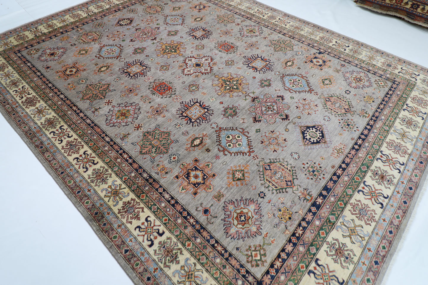 277 x 361 cm | Kazak Afghan Tribal Hand Knotted Wool Carpet
