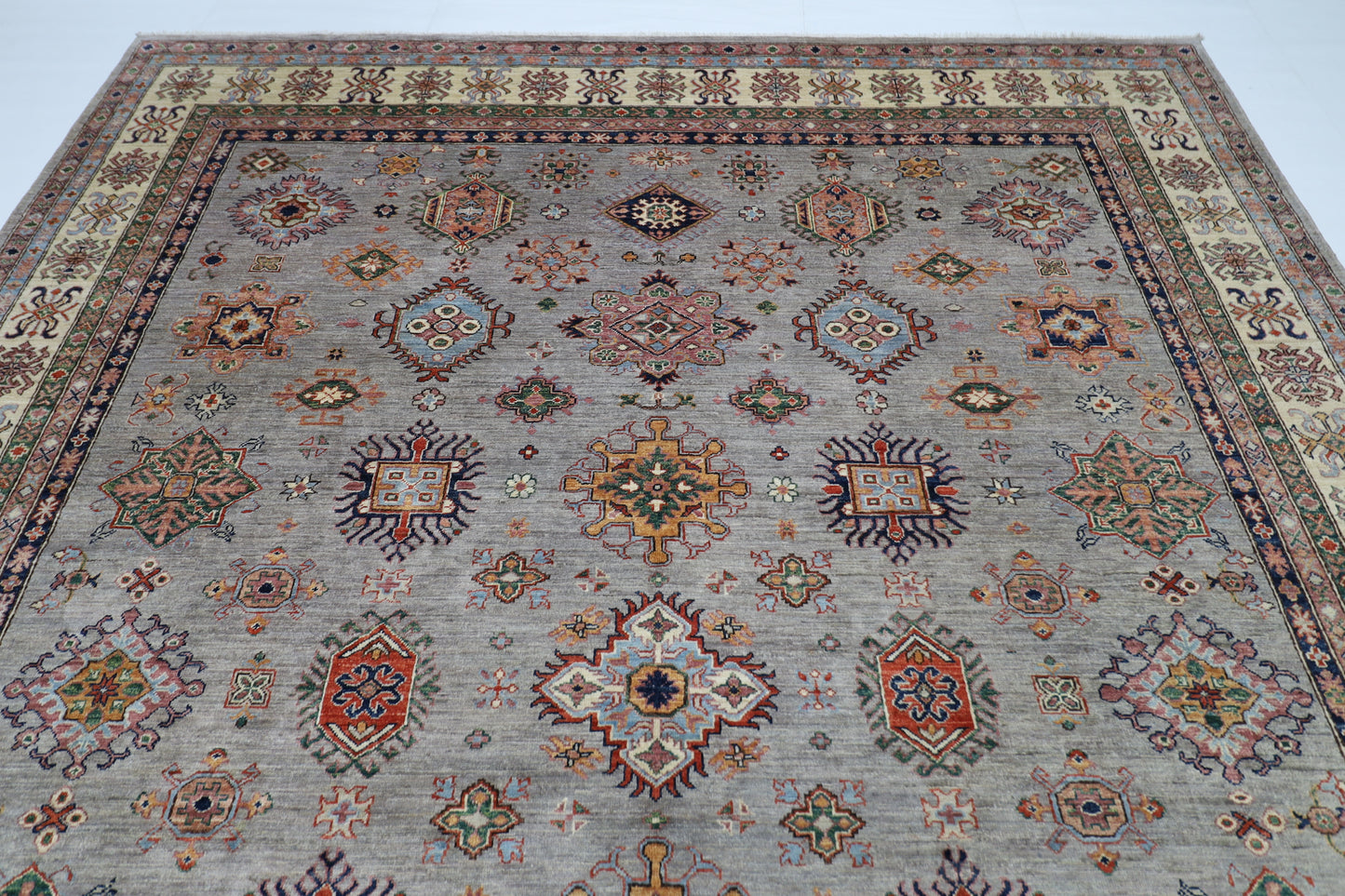 277 x 361 cm | Kazak Afghan Tribal Hand Knotted Wool Carpet