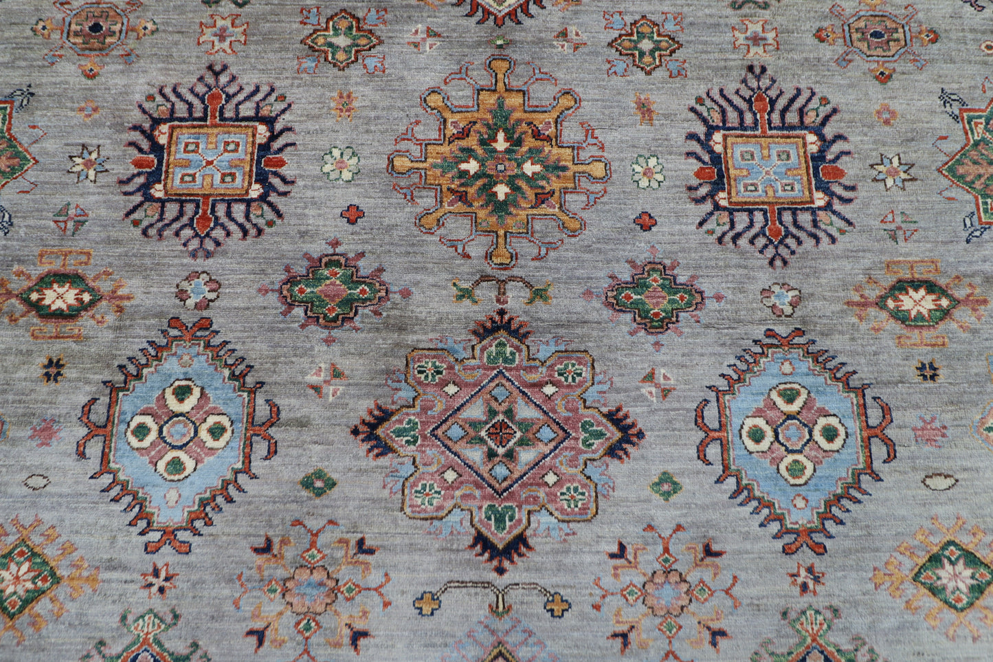 277 x 361 cm | Kazak Afghan Tribal Hand Knotted Wool Carpet