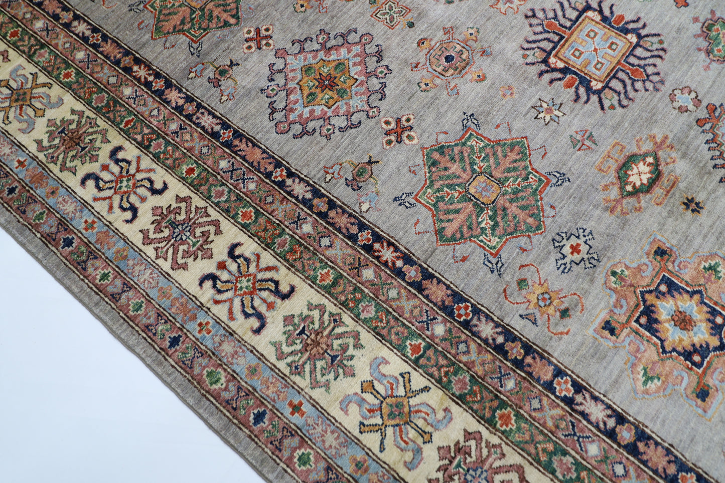 277 x 361 cm | Kazak Afghan Tribal Hand Knotted Wool Carpet