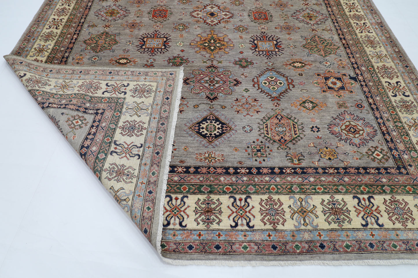 277 x 361 cm | Kazak Afghan Tribal Hand Knotted Wool Carpet