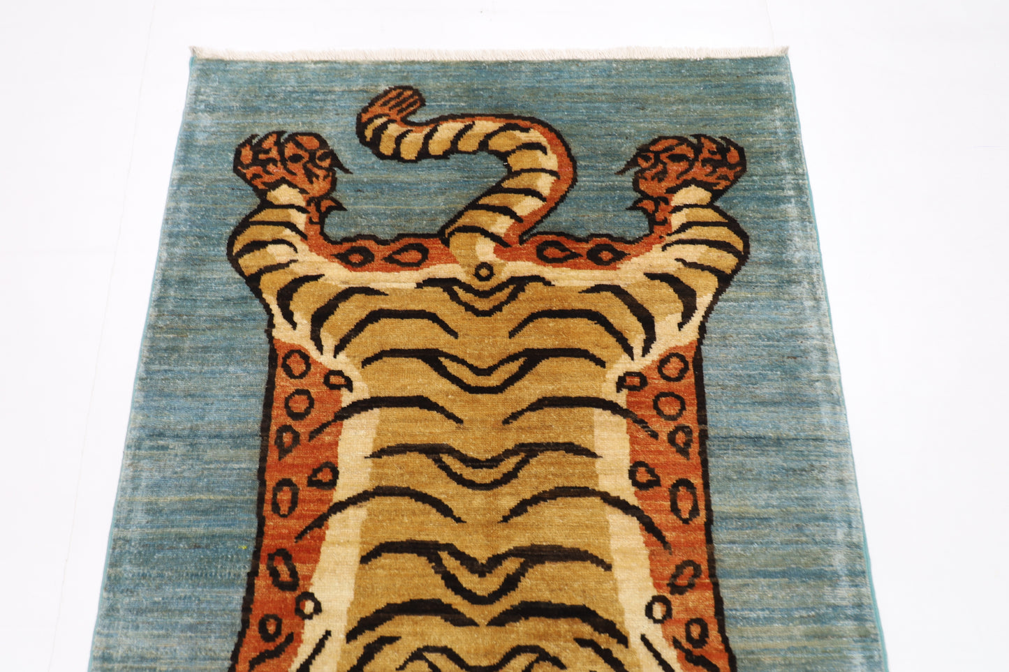 94 x 144 cm | Tibetan Tiger Rug Afghan Hand Knotted Veg Dye Wool carpet