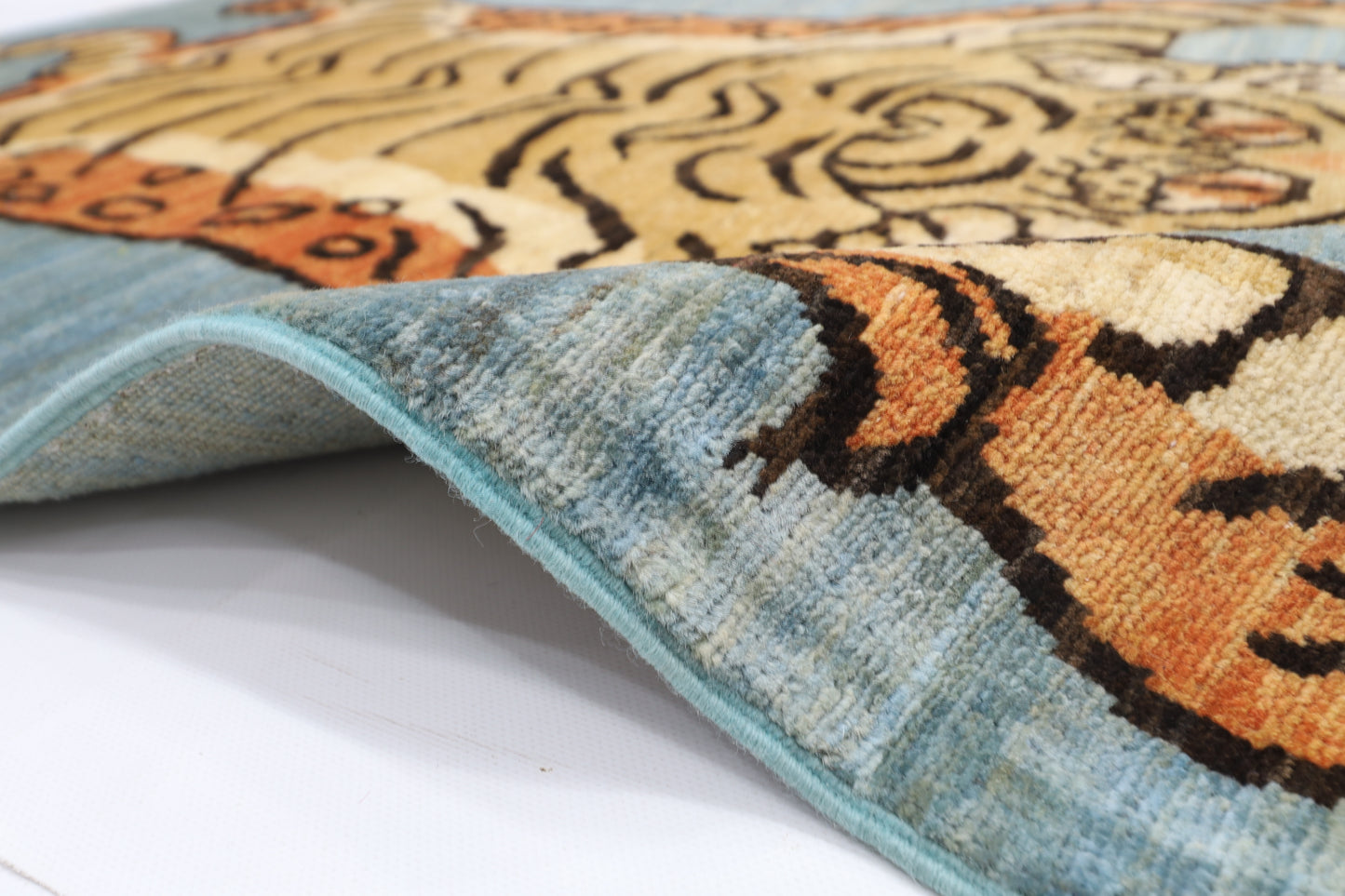 94 x 144 cm | Tibetan Tiger Rug Afghan Hand Knotted Veg Dye Wool carpet