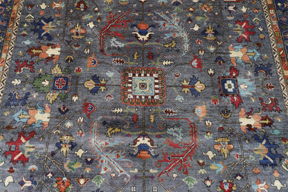 279 x 374 cm | Grey Afghan Tribal Hand Knotted Carpet