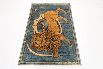 105 x 152 cm | Lion Rug Afghan Hand Knotted Veg Dye Wool carpet