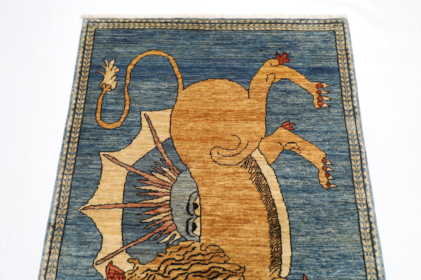 105 x 152 cm | Lion Rug Afghan Hand Knotted Veg Dye Wool carpet