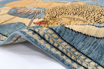 105 x 152 cm | Lion Rug Afghan Hand Knotted Veg Dye Wool carpet