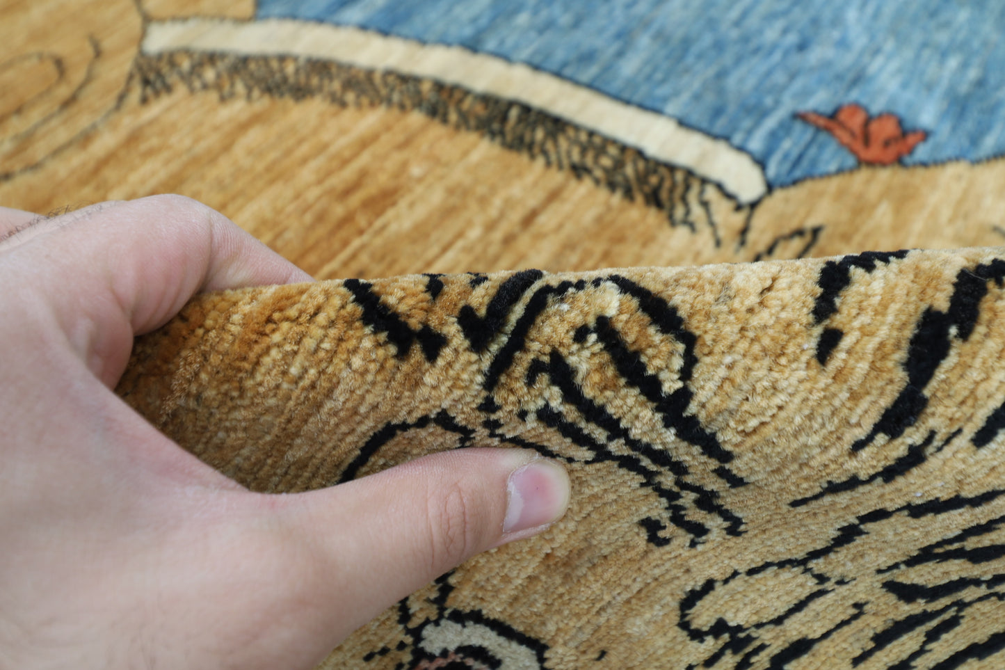 105 x 152 cm | Lion Rug Afghan Hand Knotted Veg Dye Wool carpet