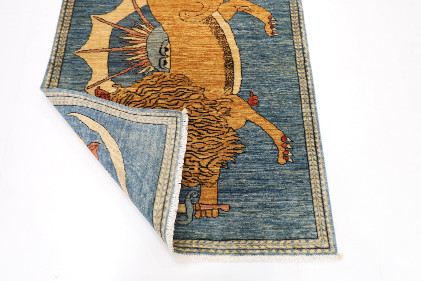 105 x 152 cm | Lion Rug Afghan Hand Knotted Veg Dye Wool carpet
