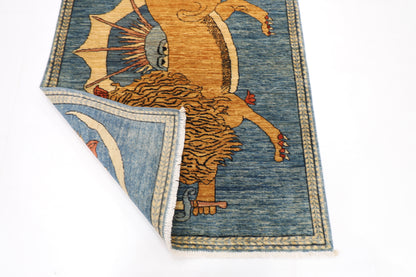 105 x 152 cm | Lion Rug Afghan Hand Knotted Veg Dye Wool carpet