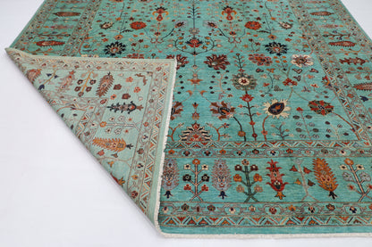 305 x 409 cm | Sultani Turquoise Afghan Tribal Hand Knotted Wool Carpet