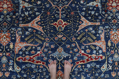 244 x 298 cm | Bidjar Navy Afghan Tribal Hand Knotted Wool Carpet