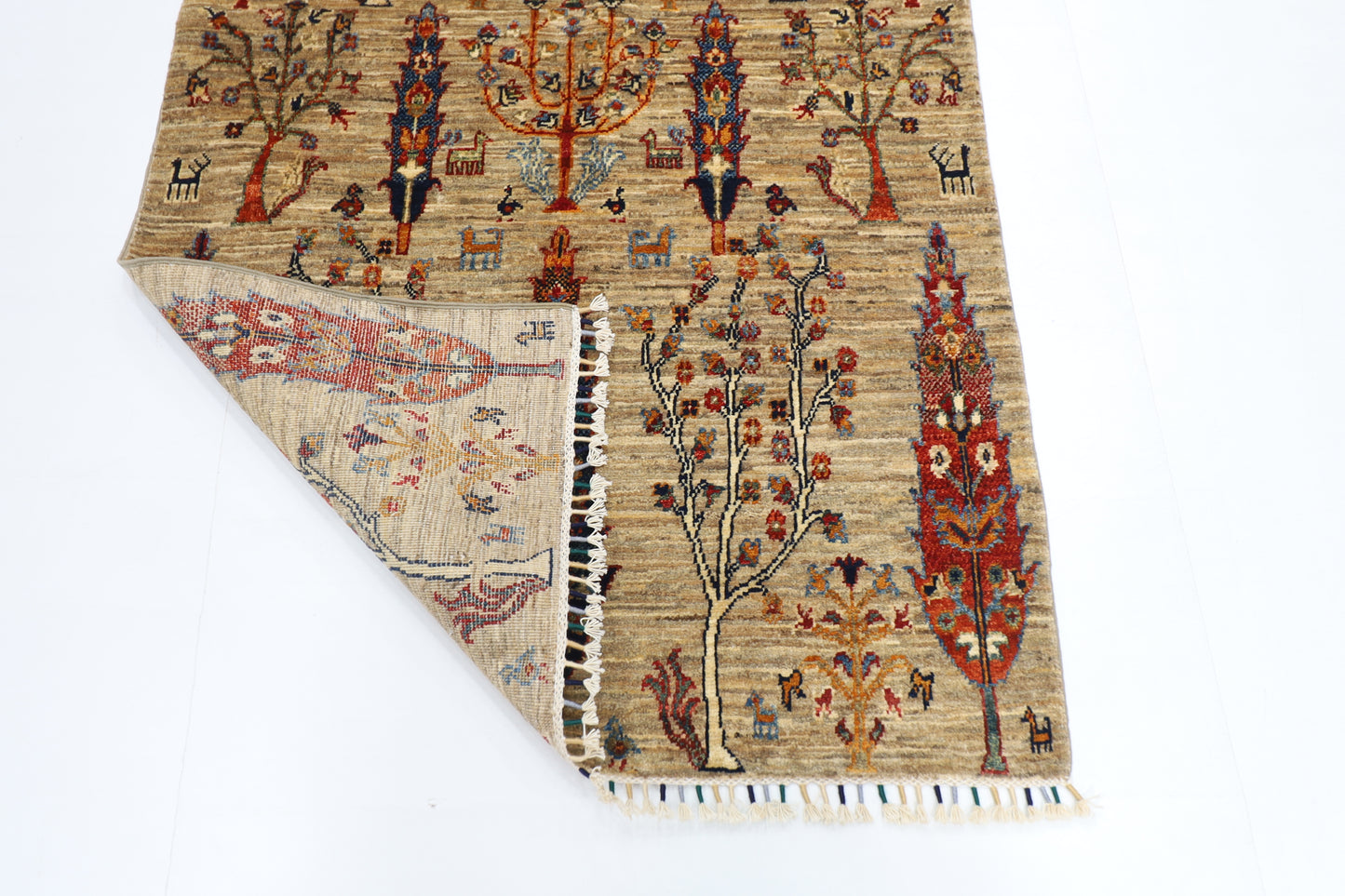 100 x 145 cm | Tree Gabbeh Rug Afghan Hand Knotted Veg Dye Wool carpet