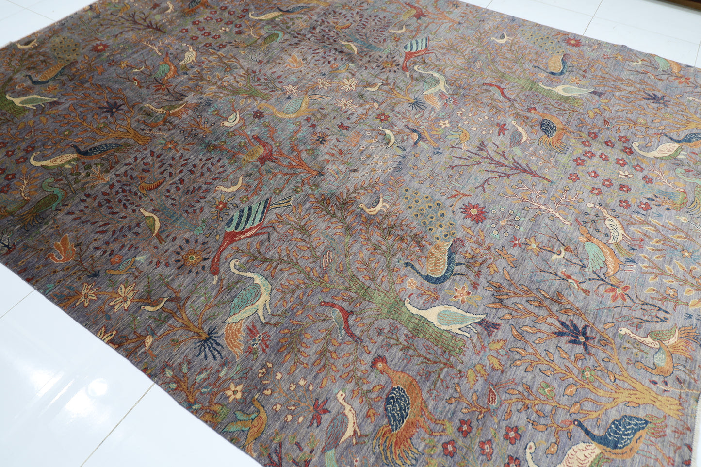 278 x 359 cm | Birds Afghan Tribal Hand Knotted Carpet