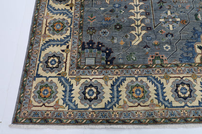 299 x 419 cm | Blueish Grey Afghan Tribal Hand Knotted Wool Carpet