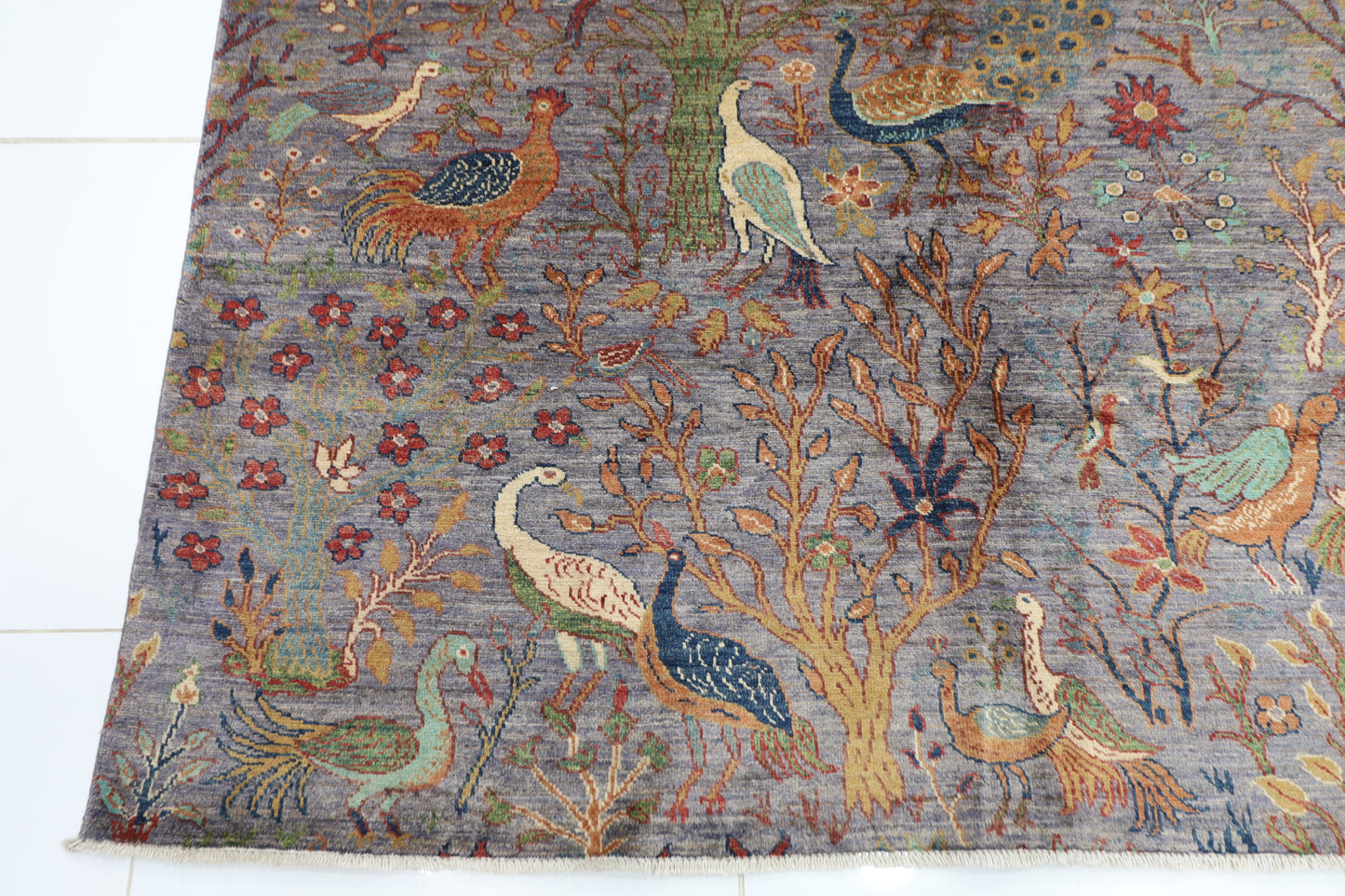 278 x 359 cm | Birds Afghan Tribal Hand Knotted Carpet
