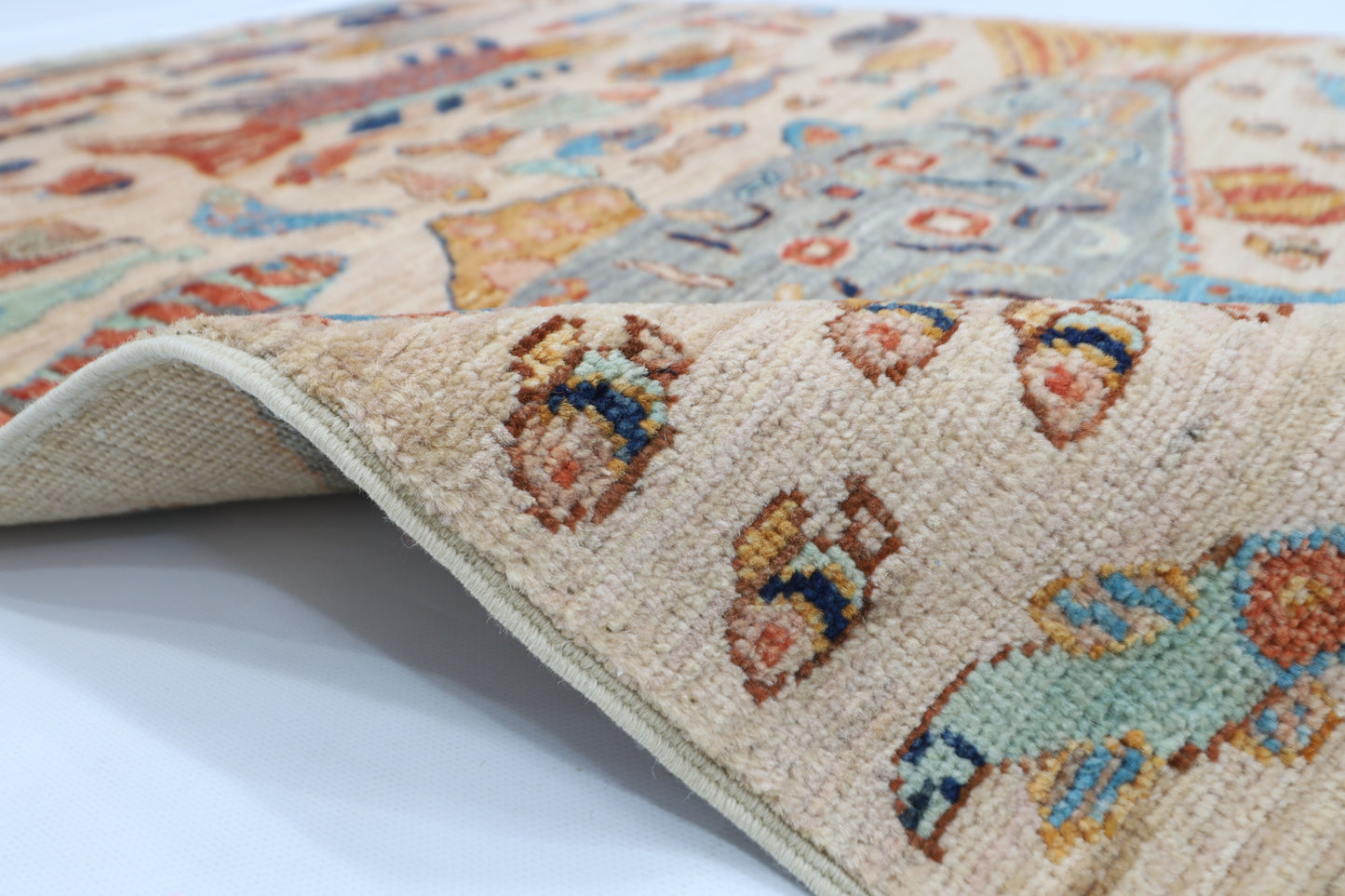 102 x 152 cm | Fish Party Rug Afghan Hand Knotted Veg Dye Wool carpet