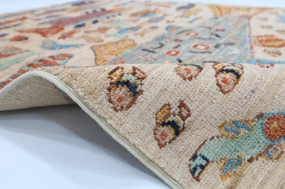102 x 152 cm | Fish Party Rug Afghan Hand Knotted Veg Dye Wool carpet