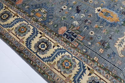 299 x 419 cm | Blueish Grey Afghan Tribal Hand Knotted Wool Carpet