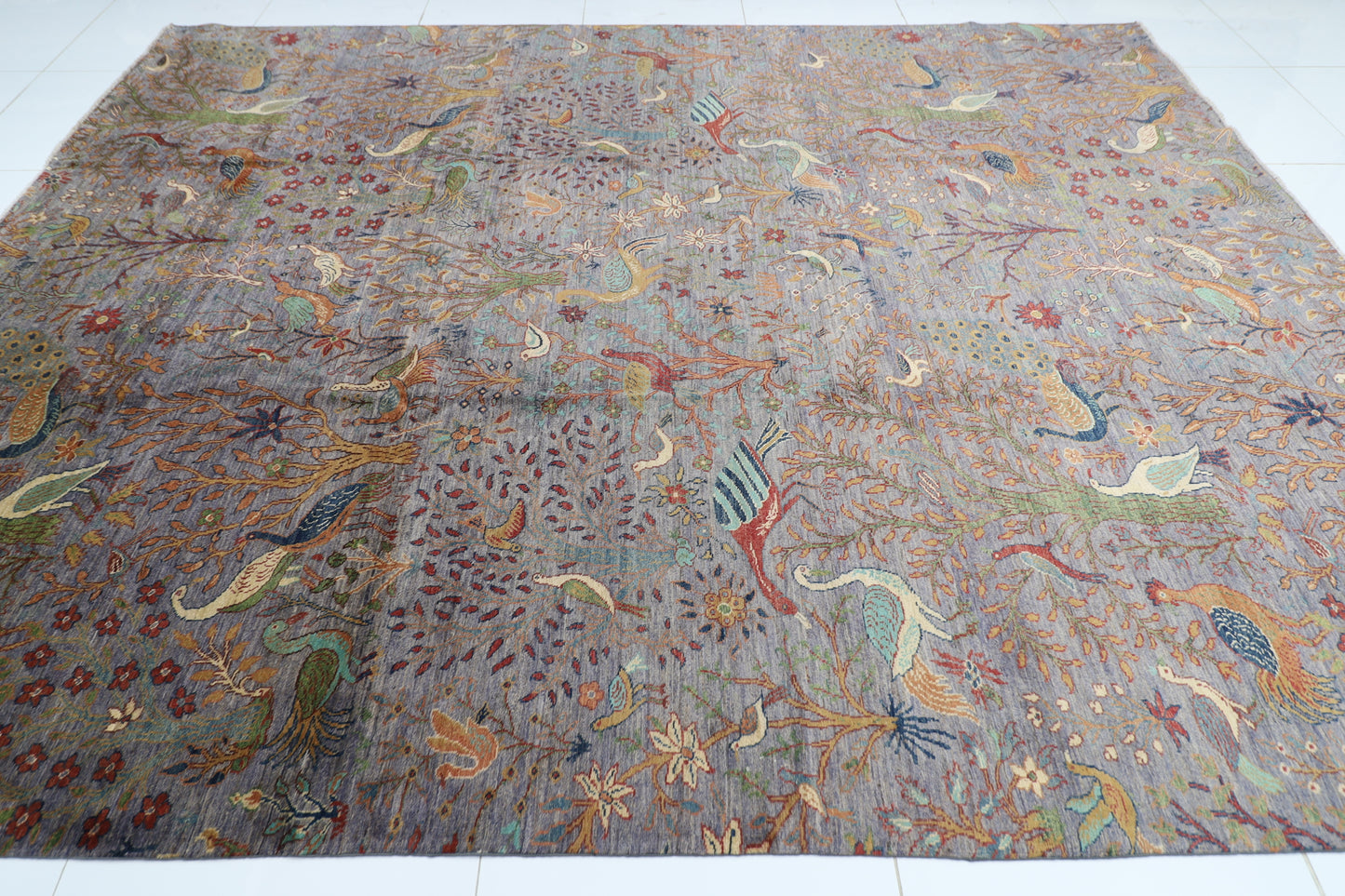278 x 359 cm | Birds Afghan Tribal Hand Knotted Carpet