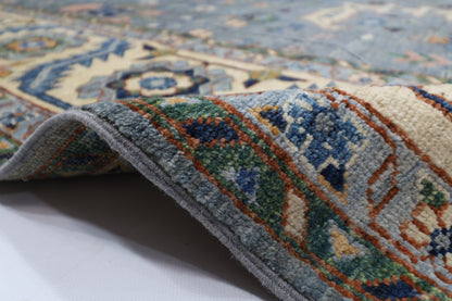 299 x 419 cm | Blueish Grey Afghan Tribal Hand Knotted Wool Carpet