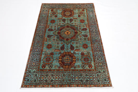100 x 156 cm | Mamluk Rug Afghan Hand Knotted Veg Dye Wool carpet