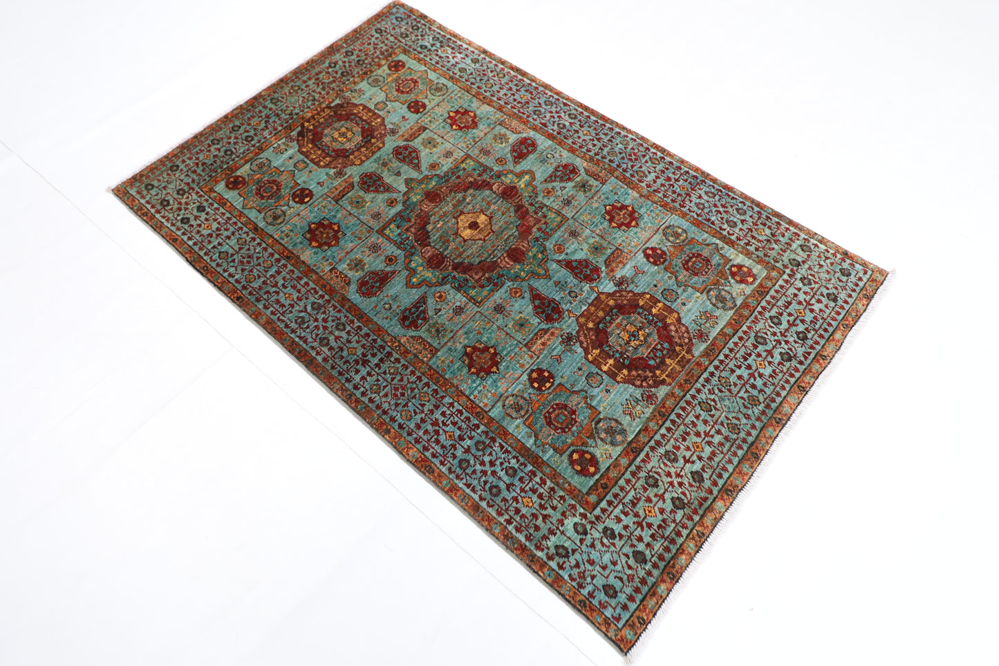 100 x 156 cm | Mamluk Rug Afghan Hand Knotted Veg Dye Wool carpet