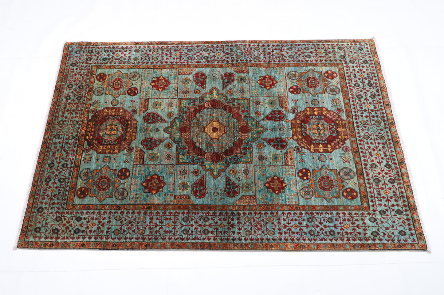 100 x 156 cm | Mamluk Rug Afghan Hand Knotted Veg Dye Wool carpet
