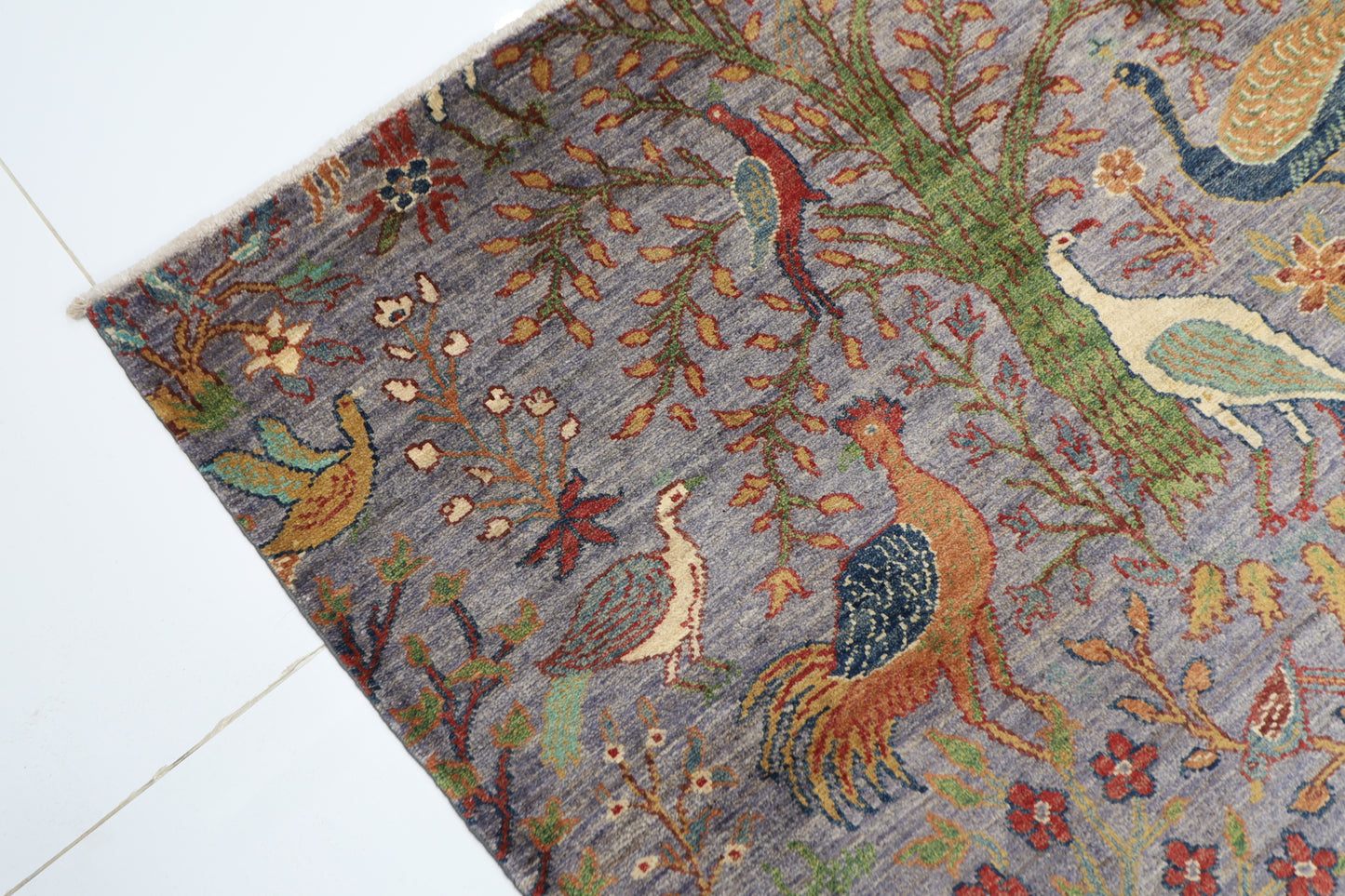 278 x 359 cm | Birds Afghan Tribal Hand Knotted Carpet
