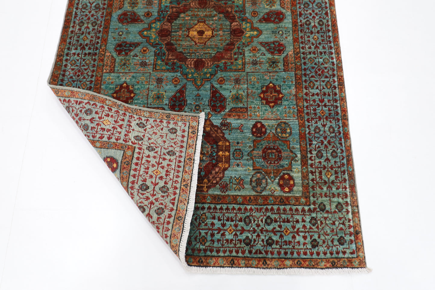 100 x 156 cm | Mamluk Rug Afghan Hand Knotted Veg Dye Wool carpet