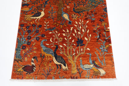101 x 149 cm | Birds Rug Afghan Hand Knotted Veg Dye Wool carpet