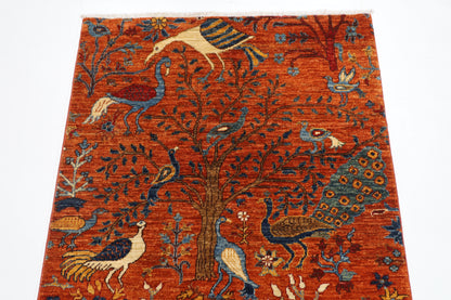 101 x 149 cm | Birds Rug Afghan Hand Knotted Veg Dye Wool carpet