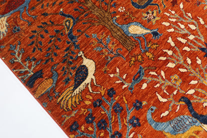 101 x 149 cm | Birds Rug Afghan Hand Knotted Veg Dye Wool carpet