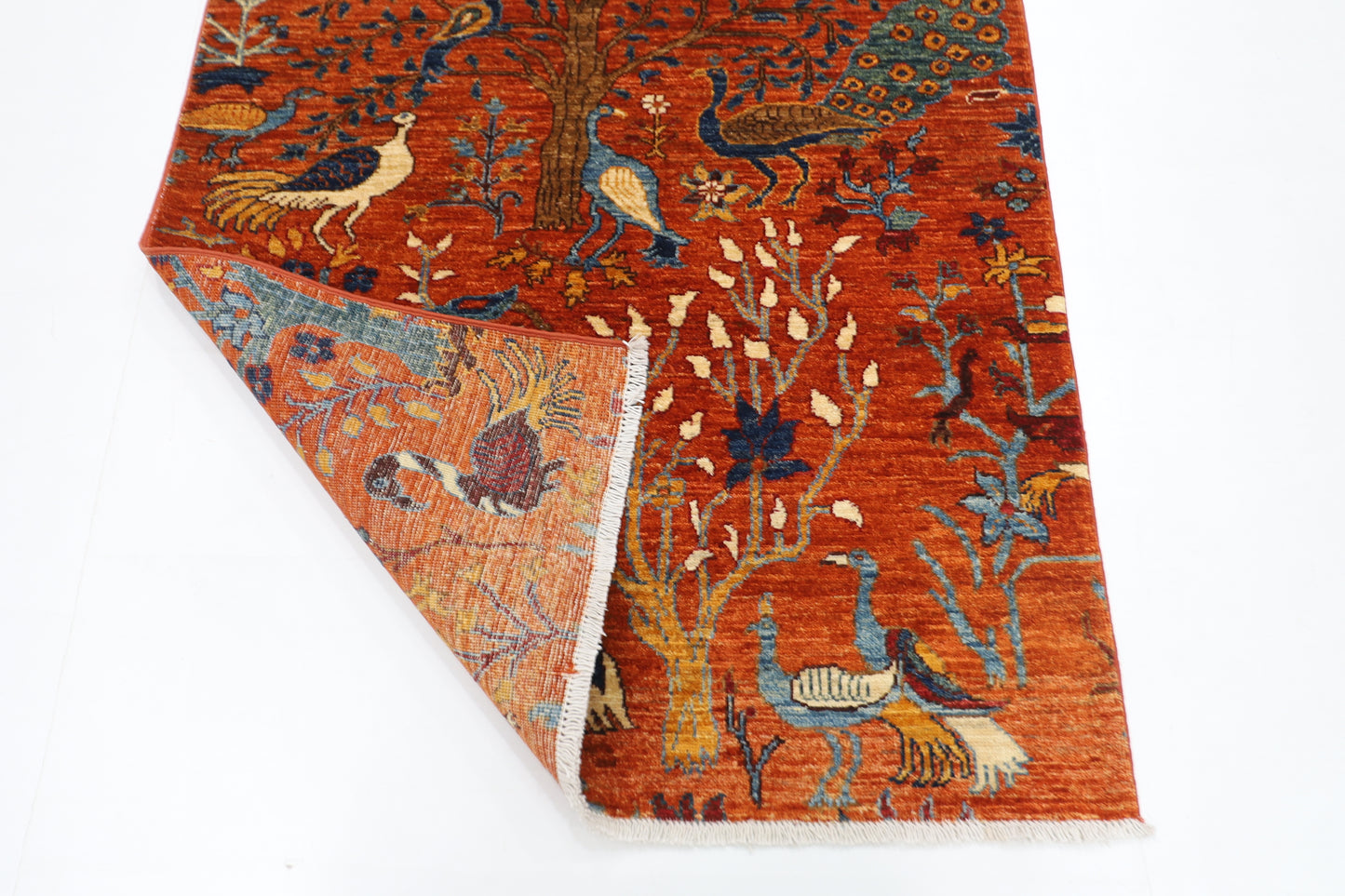 101 x 149 cm | Birds Rug Afghan Hand Knotted Veg Dye Wool carpet