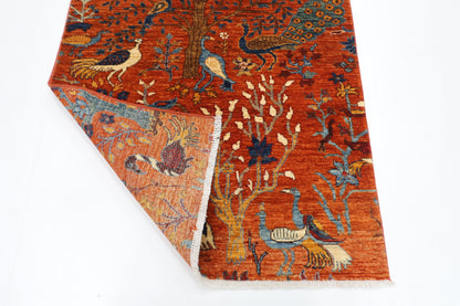 101 x 149 cm | Birds Rug Afghan Hand Knotted Veg Dye Wool carpet