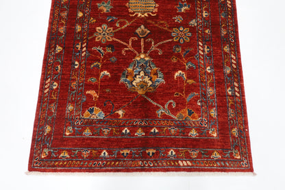 102 x 145 cm | Floral Red Area Rug Afghan Hand Knotted Veg Dye Wool carpet