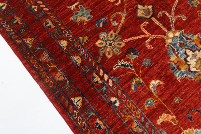 102 x 145 cm | Floral Red Area Rug Afghan Hand Knotted Veg Dye Wool carpet