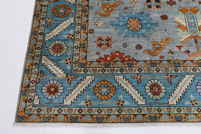 252 x 304 cm | Blueish Grey Afghan Tribal Hand Knotted Wool Carpet