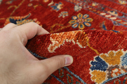 102 x 145 cm | Floral Red Area Rug Afghan Hand Knotted Veg Dye Wool carpet