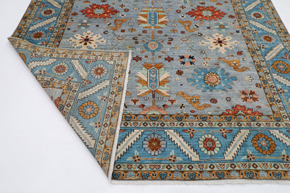 252 x 304 cm | Blueish Grey Afghan Tribal Hand Knotted Wool Carpet