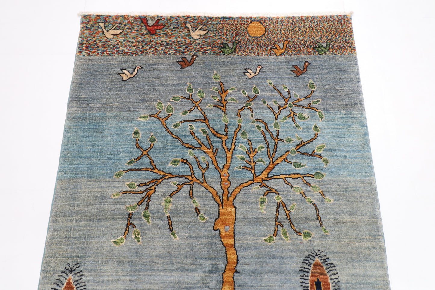 102 x 151 cm | Landscape Gabbeh Area Rug Afghan Hand Knotted Veg Dye Wool carpet