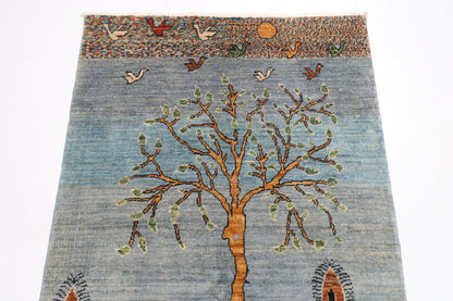 102 x 151 cm | Landscape Gabbeh Area Rug Afghan Hand Knotted Veg Dye Wool carpet