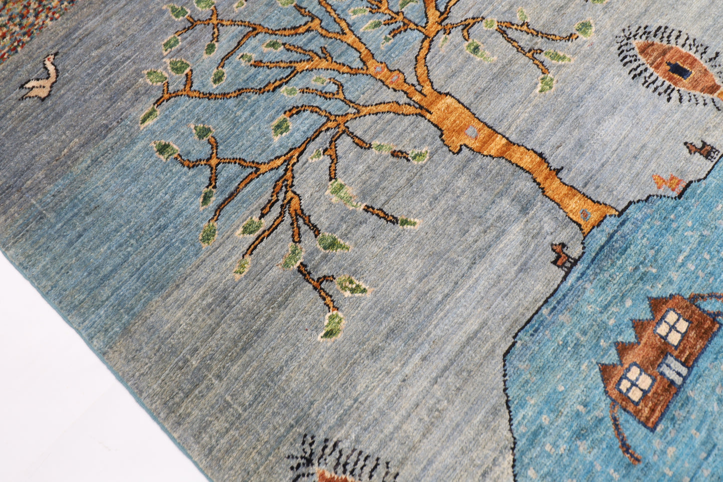 102 x 151 cm | Landscape Gabbeh Area Rug Afghan Hand Knotted Veg Dye Wool carpet
