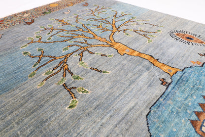 102 x 151 cm | Landscape Gabbeh Area Rug Afghan Hand Knotted Veg Dye Wool carpet