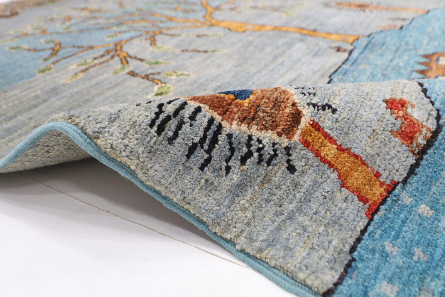 102 x 151 cm | Landscape Gabbeh Area Rug Afghan Hand Knotted Veg Dye Wool carpet